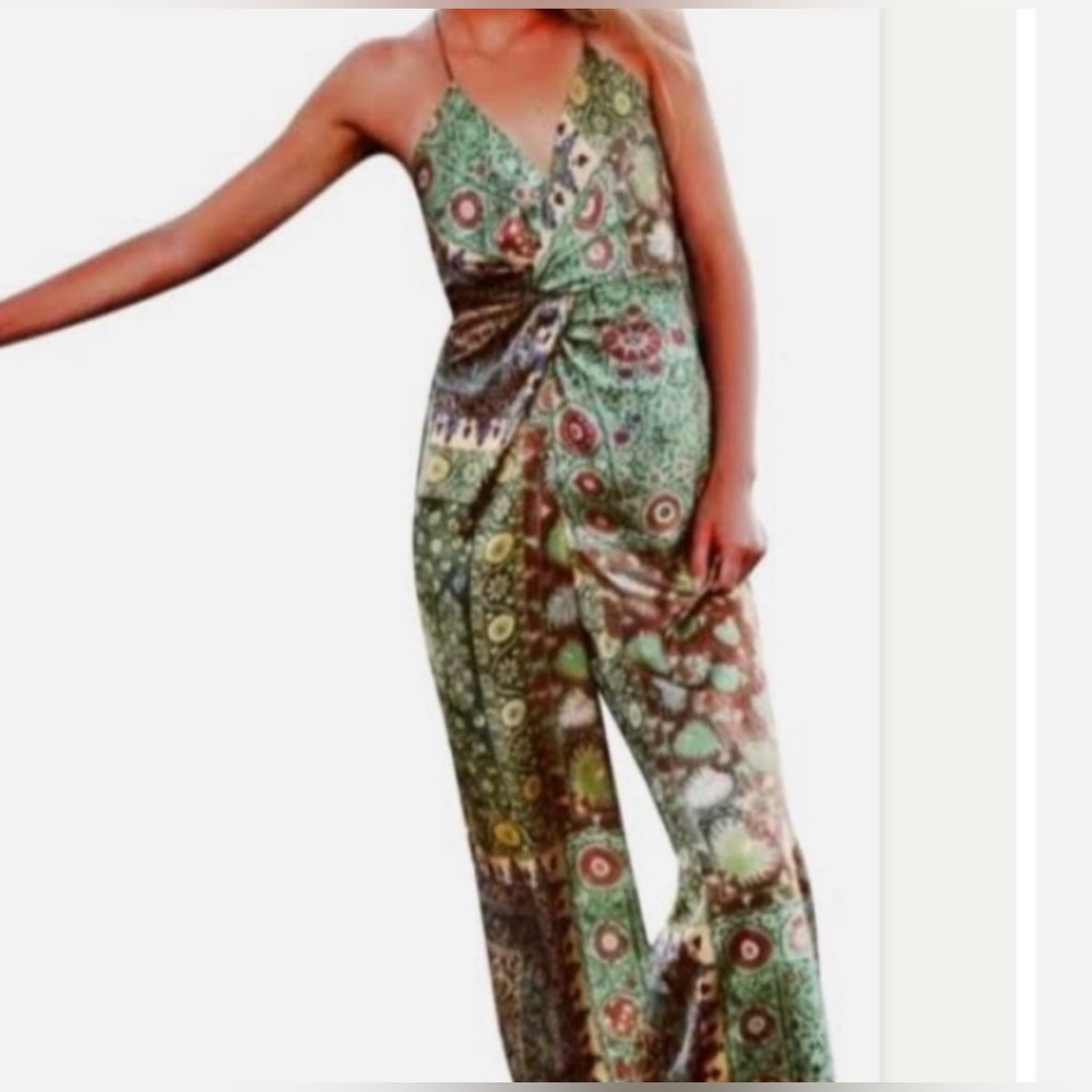 ZARA PRINTED jumpsuit green multicolored!!